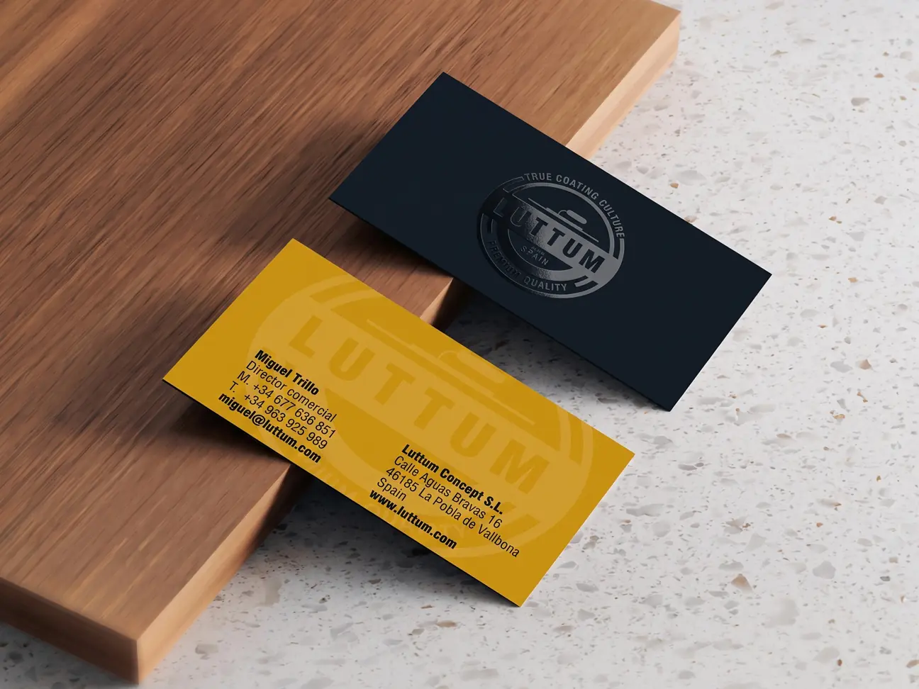 Identidad corporativa y tarjetas de Luttum Concept